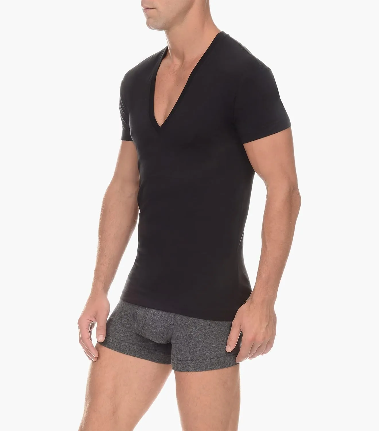 2(X)IST Men's Pima Cotton Slim Fit Deep V-Neck T-Shirt