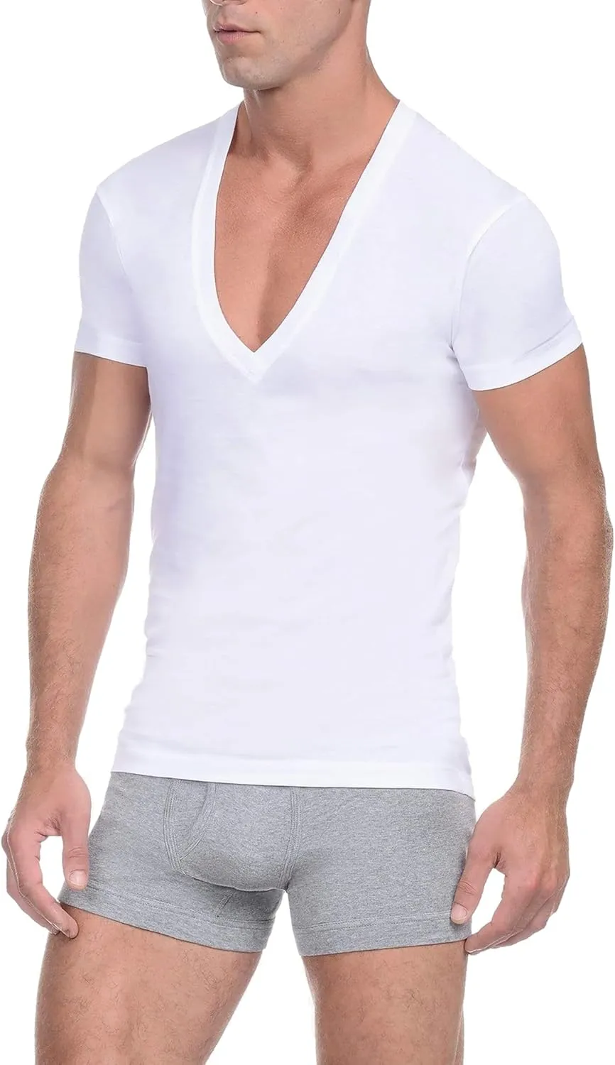 2(X)IST Men's Pima Cotton Slim Fit Deep V-Neck T-Shirt