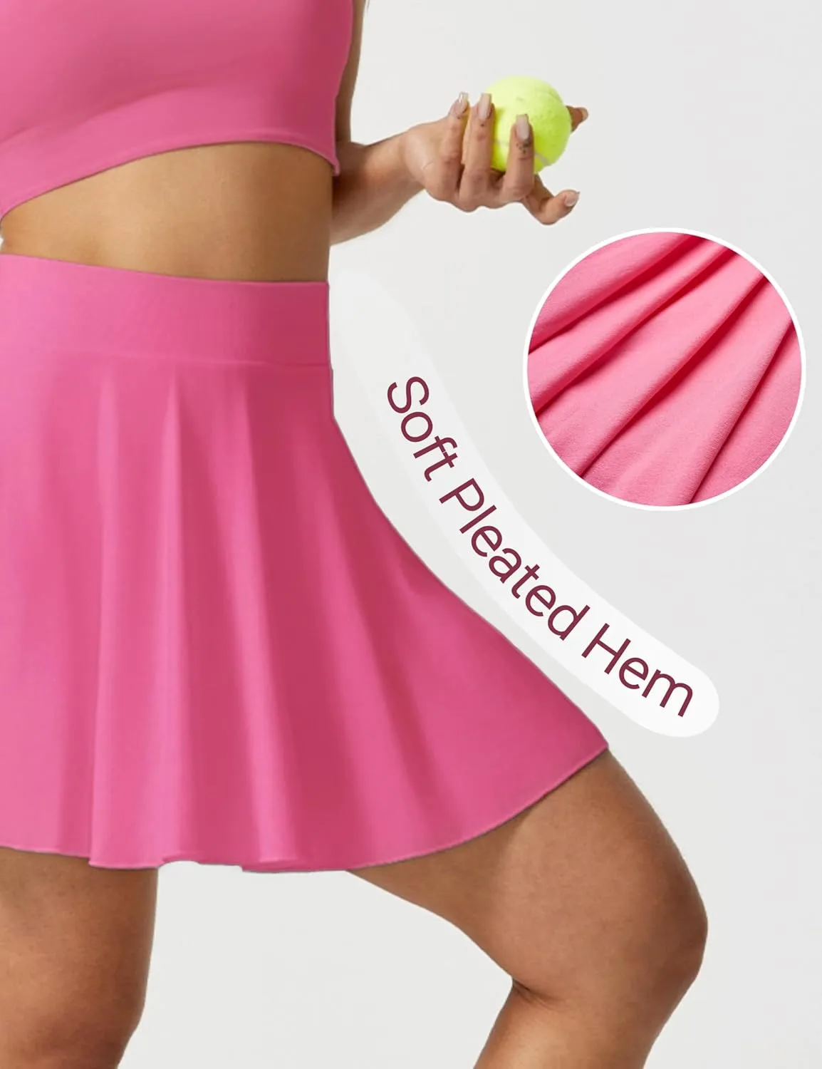AJISAI Seamless Tennis Skirt for Women Pleated Athletic Skirts with Shorts Pockets High Waisted Golf Skort for Workout
