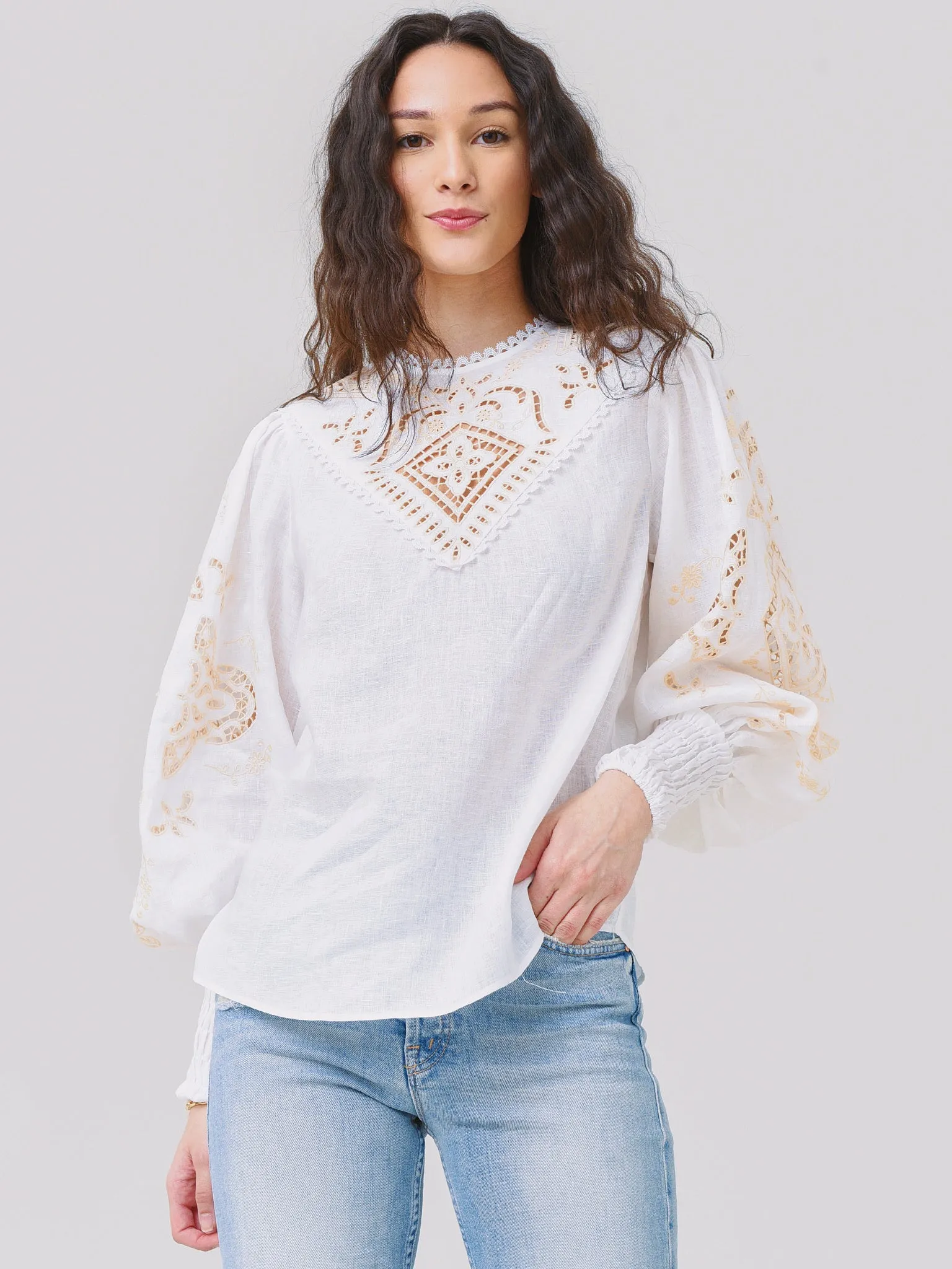 Alemais Women's Cecilia Embroidered Shirt