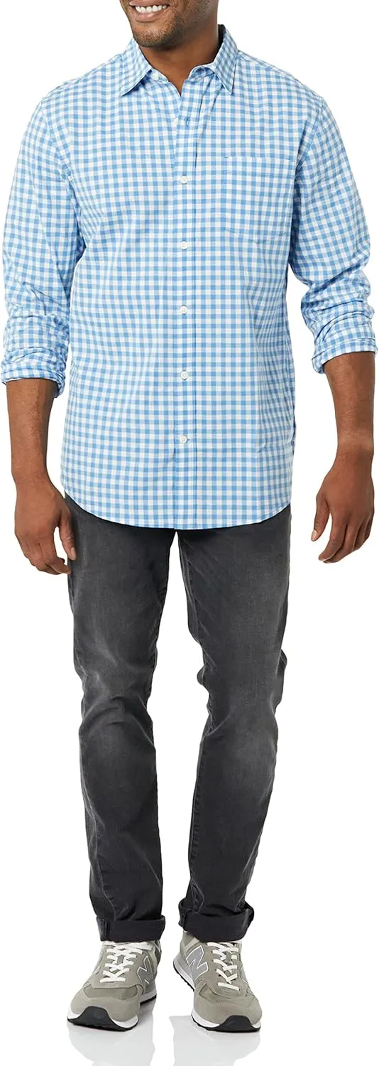 Amazon Essentials Men's Long-Sleeve Regular-fit Stretch Poplin Shirt