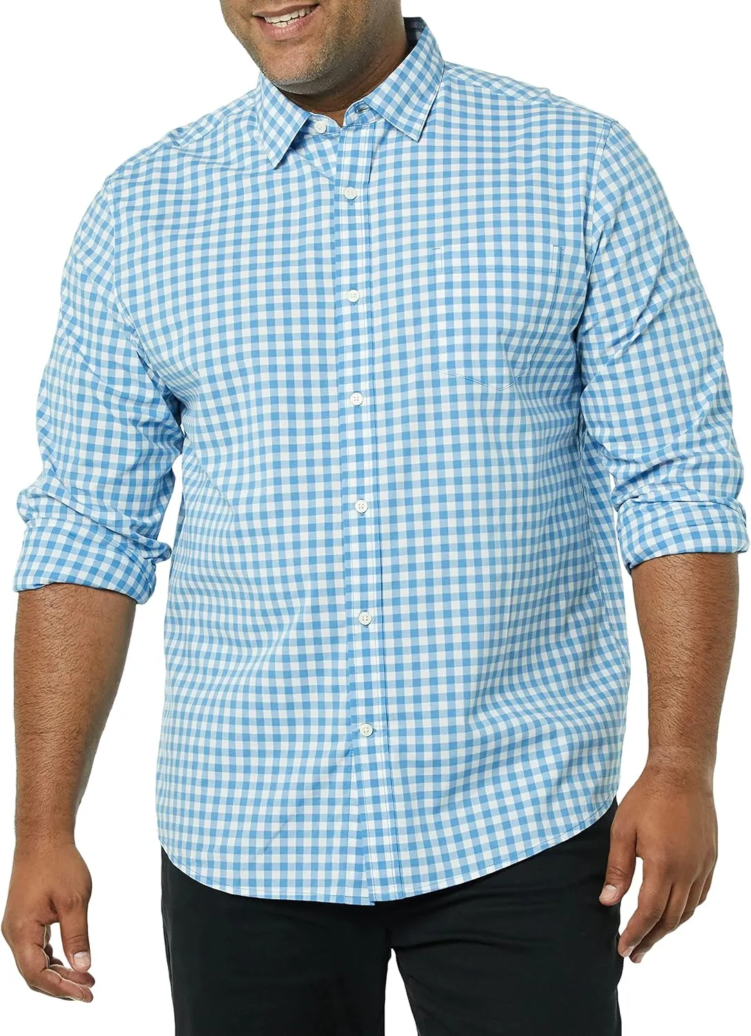 Amazon Essentials Men's Long-Sleeve Regular-fit Stretch Poplin Shirt