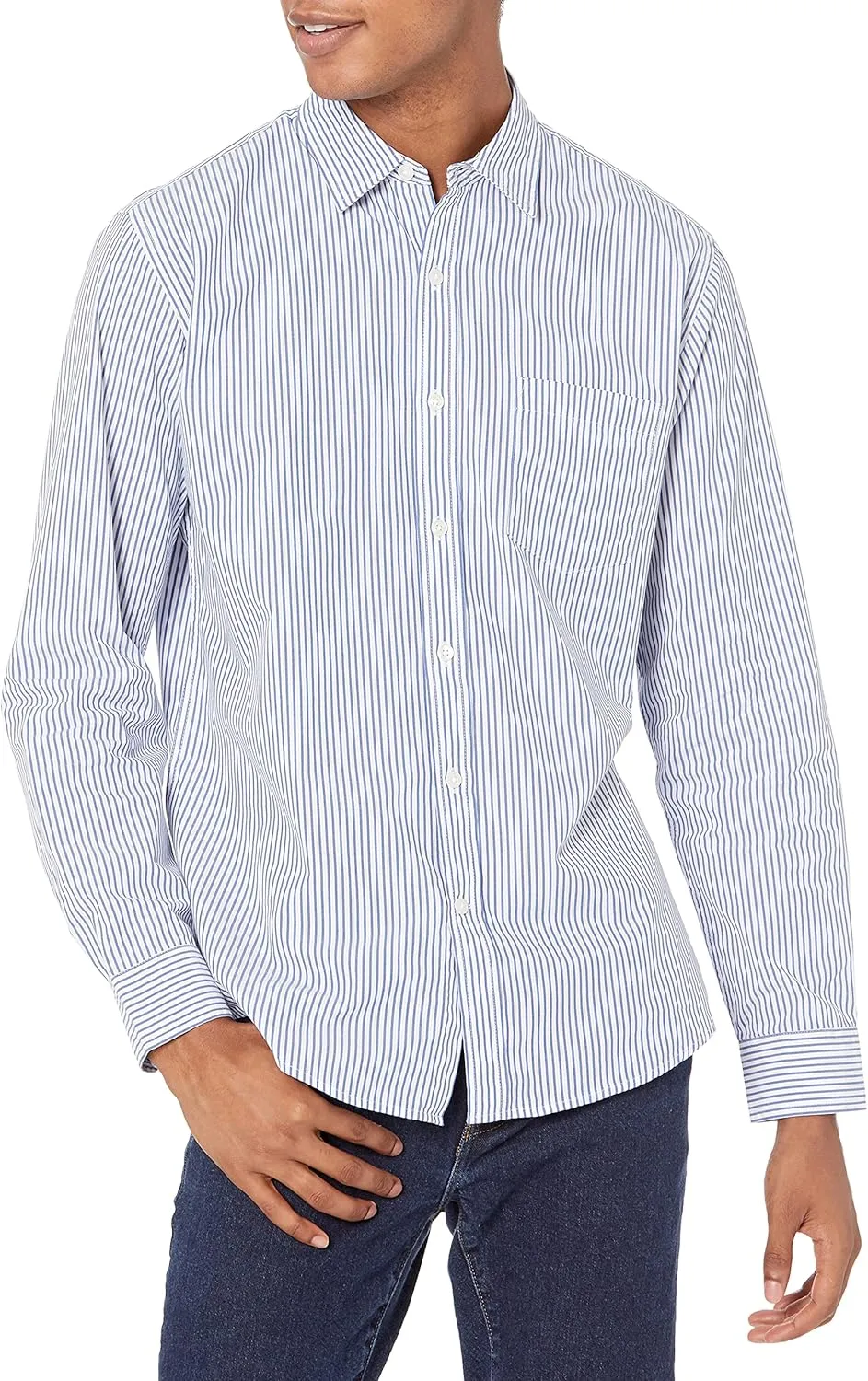 Amazon Essentials Men's Regular-Fit Long-Sleeve Casual Poplin Shirt