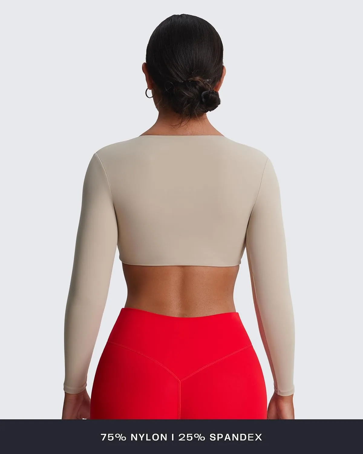 Aoxjox Long Sleeve Crop Tops for Women Sienna Twist Deep V Workout Cropped T Shirt Top