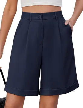 BBX Lephsnt Summer Bermuda Shorts for Women 2025 Trendy Elastic High Waisted Wide Leg Shorts Work Casual Dressy Shorts