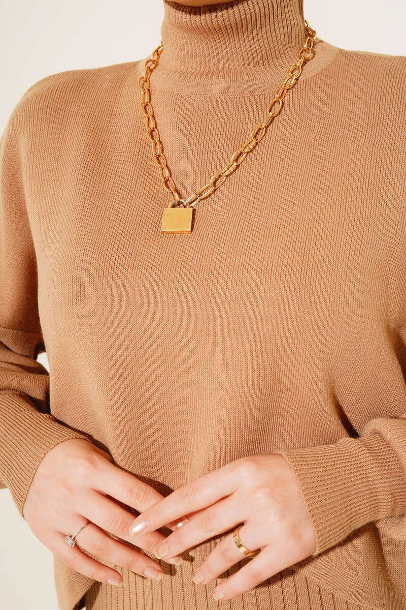 BNG Women Fisherman Collar Sweater Cardigan Knitwear Set Mink - Clermont