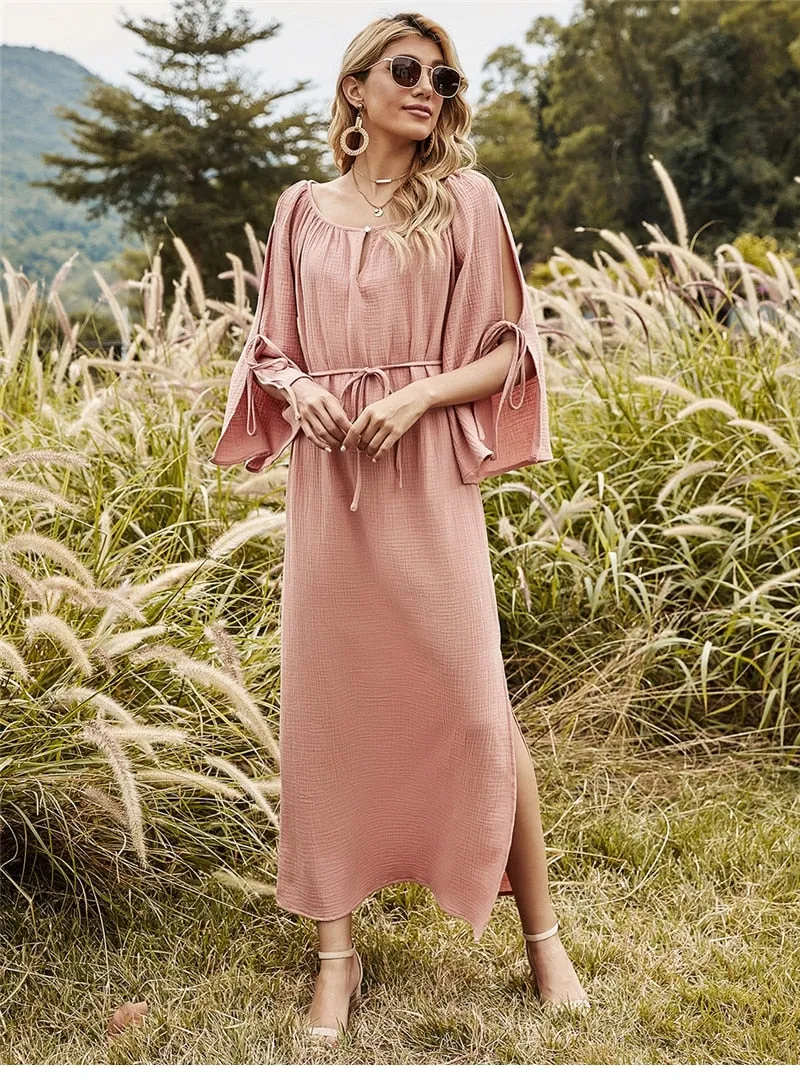 Boho Maxi Dress, Gown, Pink Kind Heart