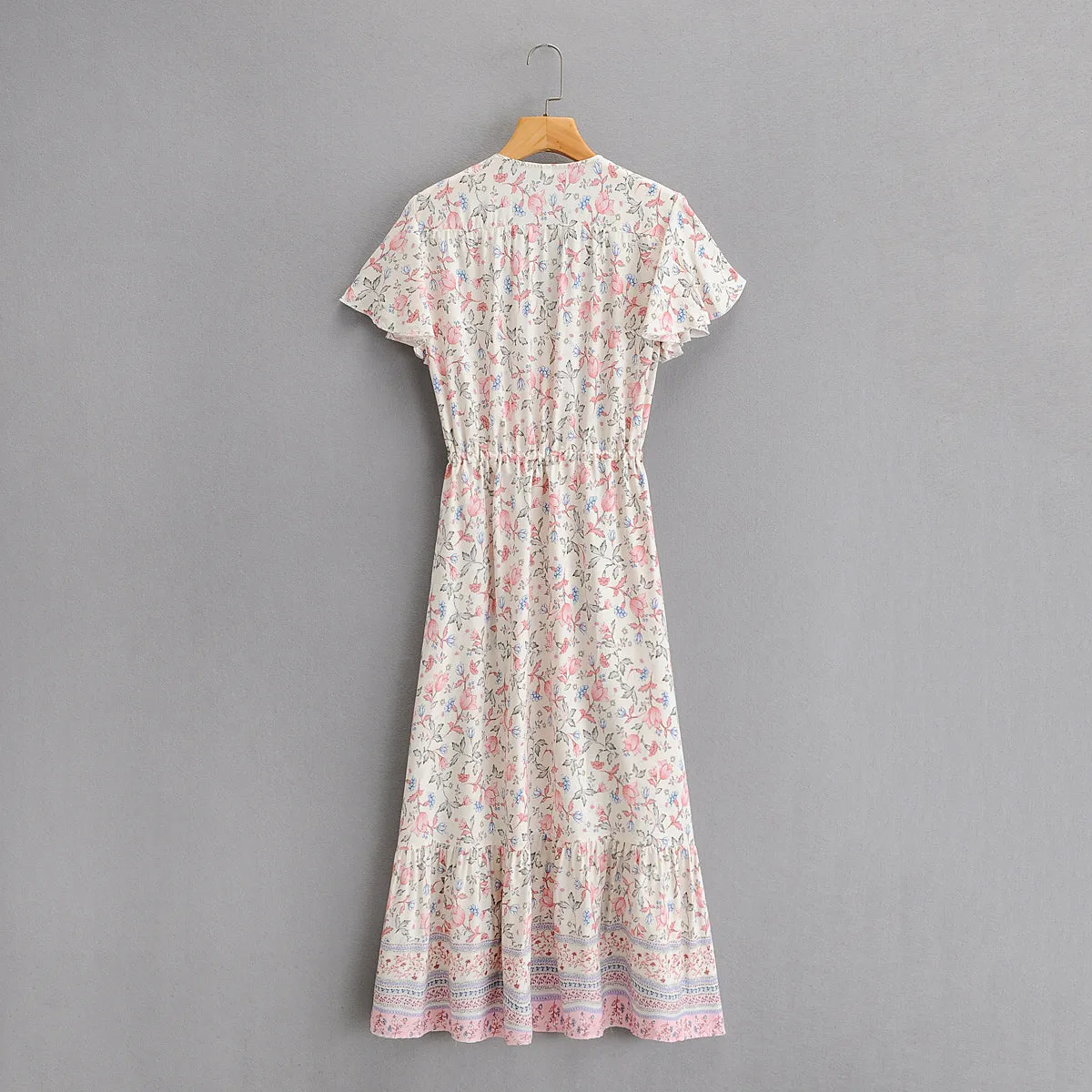 Boho Midi Dress, Sundress, Pink Blush Rose