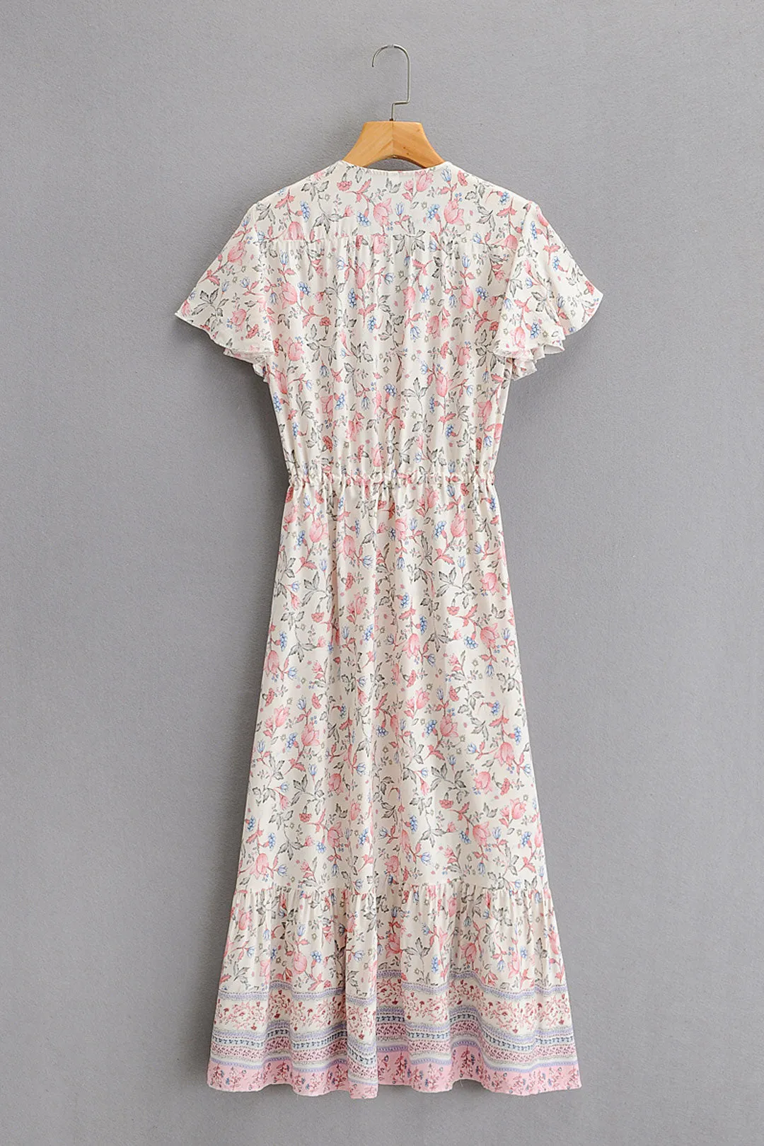 Boho Midi Dress, Sundress, Pink Blush Rose