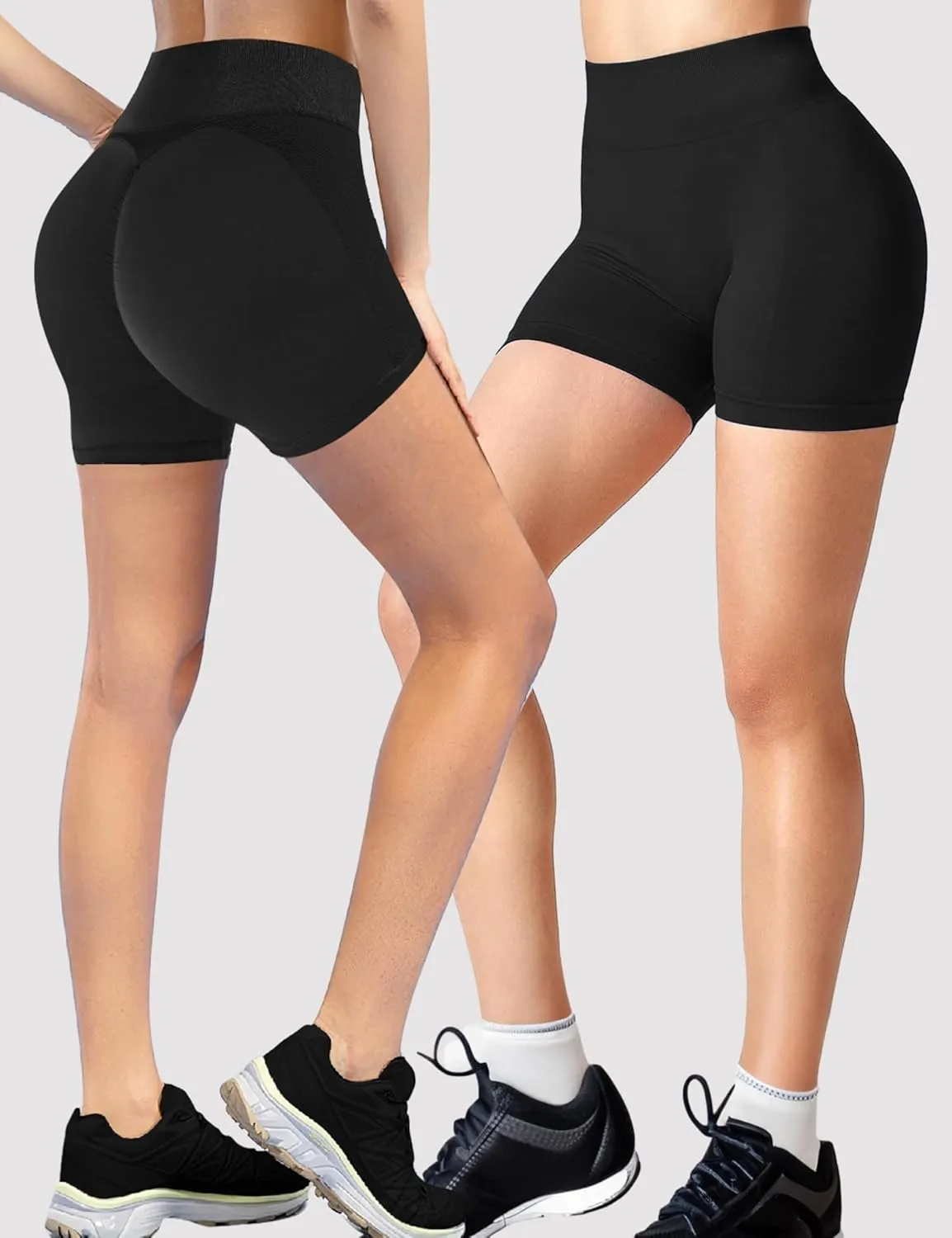 Buauty Gym Shorts Women, Seamless Yoga Workout Shorts, High-Waisted 3.6'' Scrunch Butt Booty Lifting Athletic Running Shorts