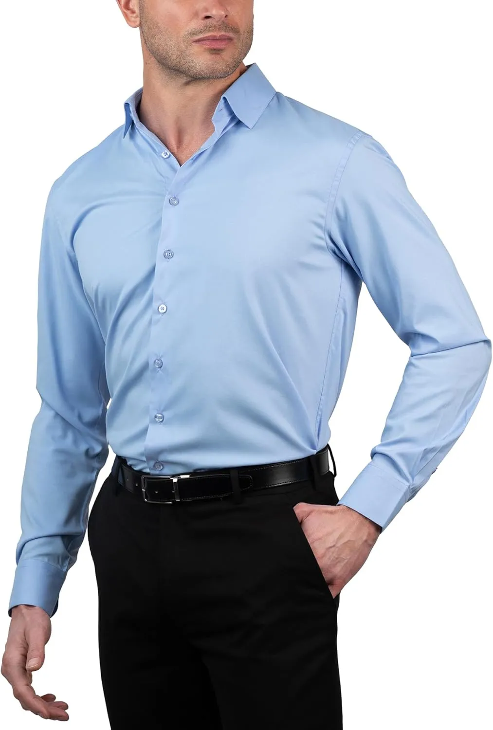 Chaps Regular Fit Long Sleeve Button Down Dress Shirts for Men - Wrinkle Free Long Sleeve Shirt Mens Formal 4-Way Stretch