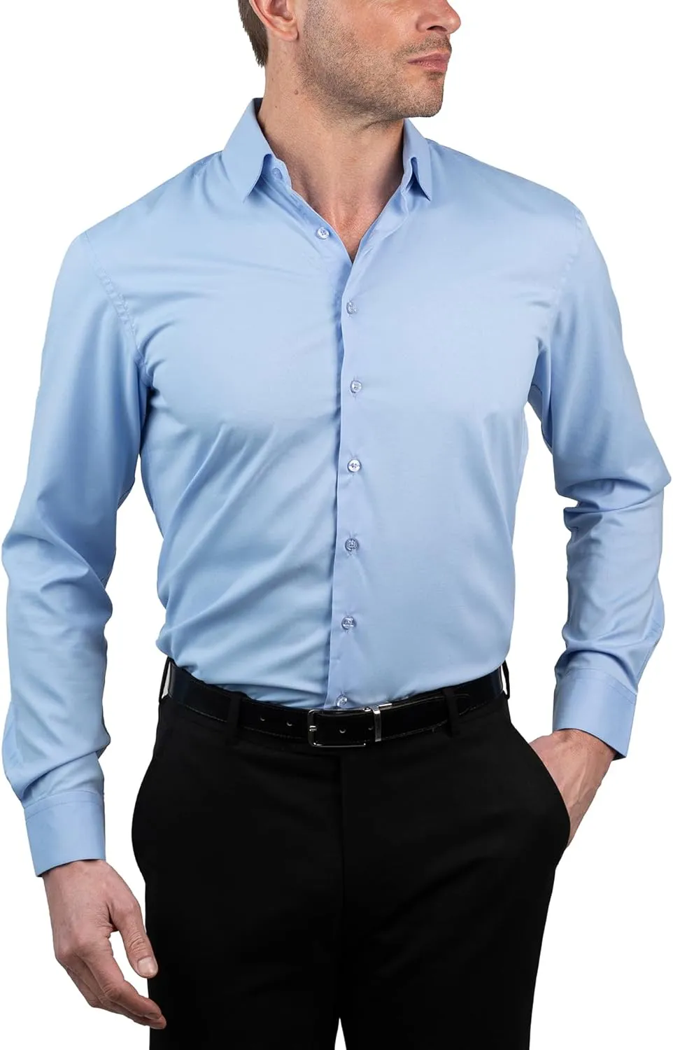 Chaps Regular Fit Long Sleeve Button Down Dress Shirts for Men - Wrinkle Free Long Sleeve Shirt Mens Formal 4-Way Stretch
