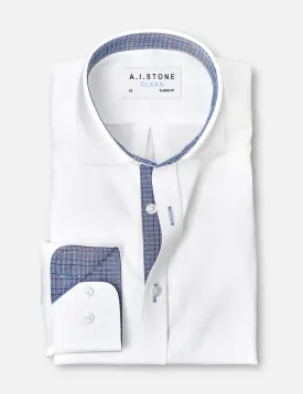CLEAN Boys Twill NON IRON Cutaway Collar Shirt Long Sleeves with Plaid Contrast Fabric