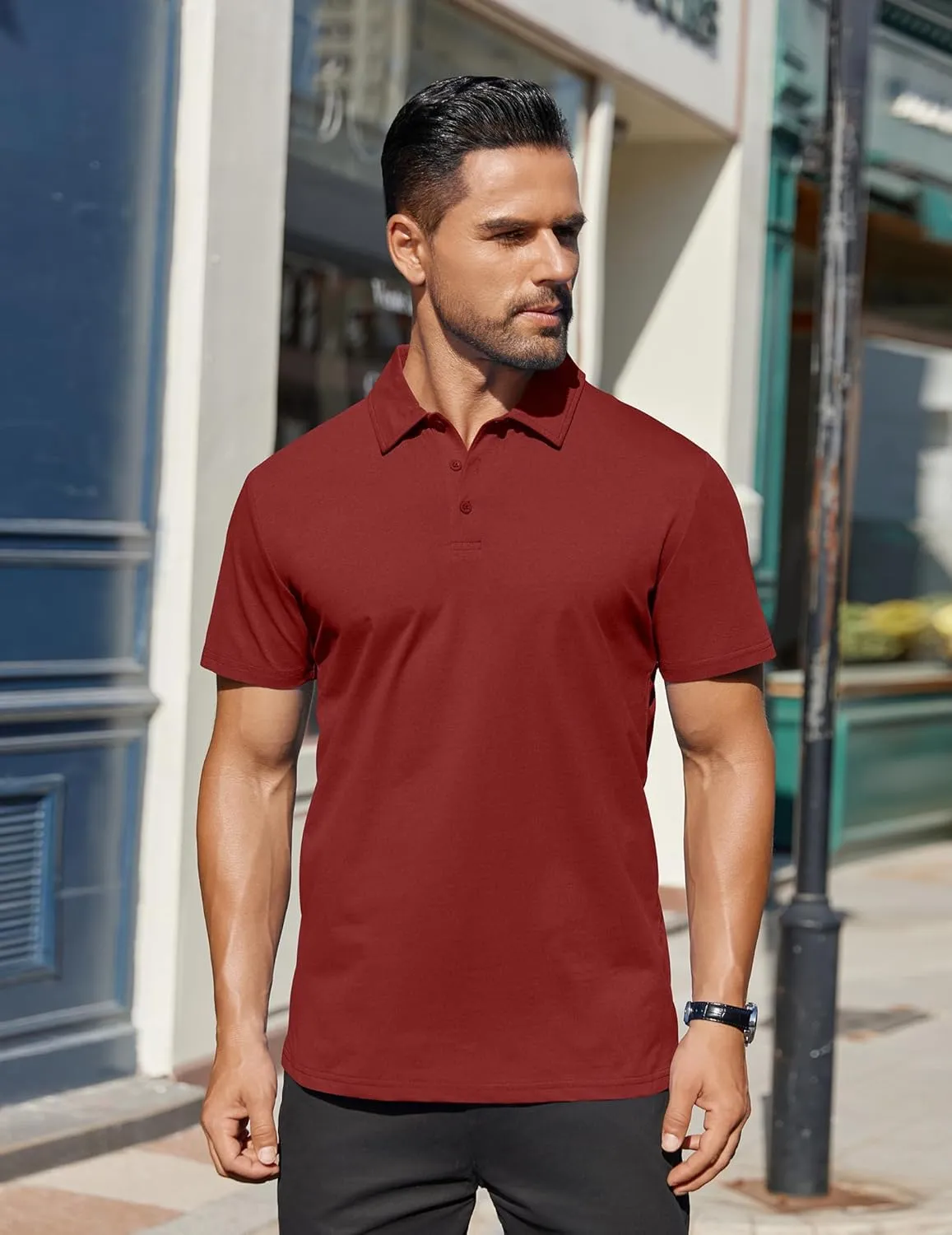 COOFANDY Men's Polo Shirts Short Sleeve Moisture Wicking Golf Shirt Fashion Casual Collared T-Shirt