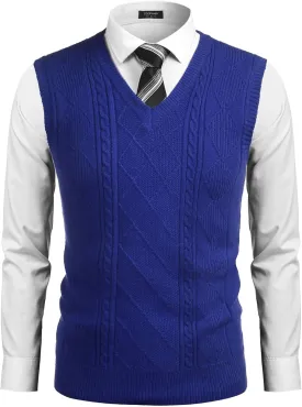 COOFANDY Men's Sweater Vest V Neck Pullover Sweater Sleeveless Knit Casual Slim Fit Vest