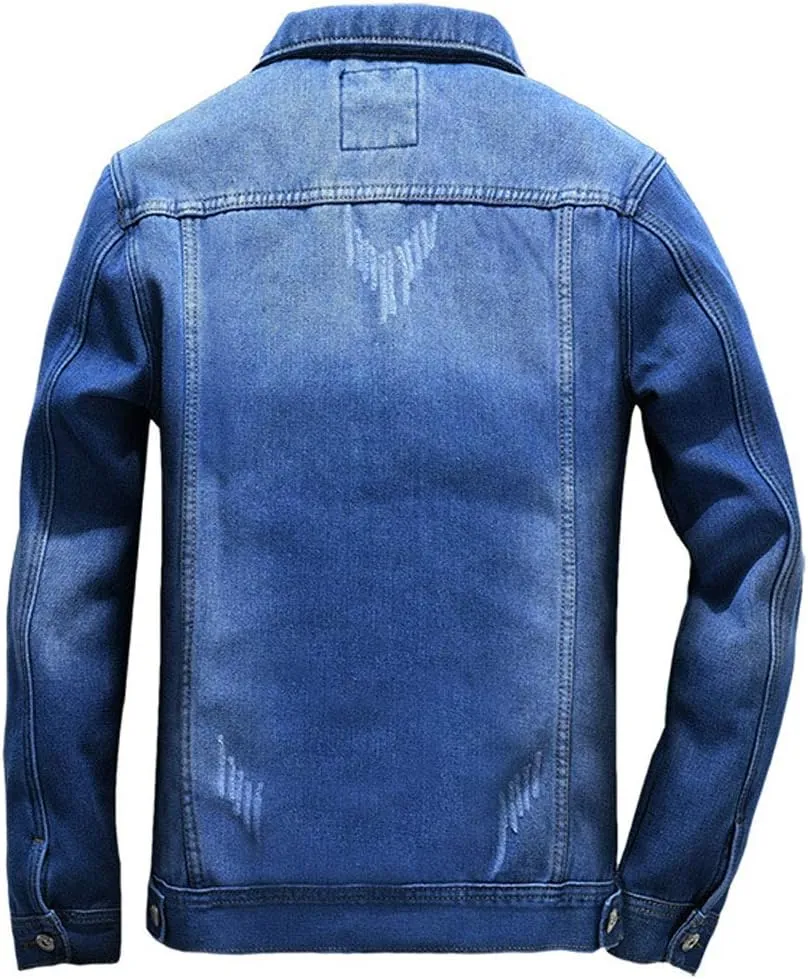 ebossy Men's Sherpa Denim Trucker Jacket Thermal Fleece Lined Jean Jacket