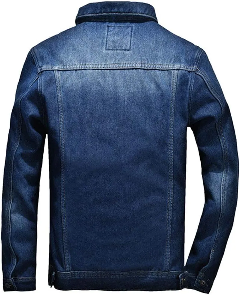 ebossy Men's Sherpa Denim Trucker Jacket Thermal Fleece Lined Jean Jacket