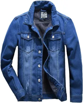 ebossy Men's Sherpa Denim Trucker Jacket Thermal Fleece Lined Jean Jacket