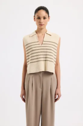 Enes Stripe Knit Vest Chestnut Stripe