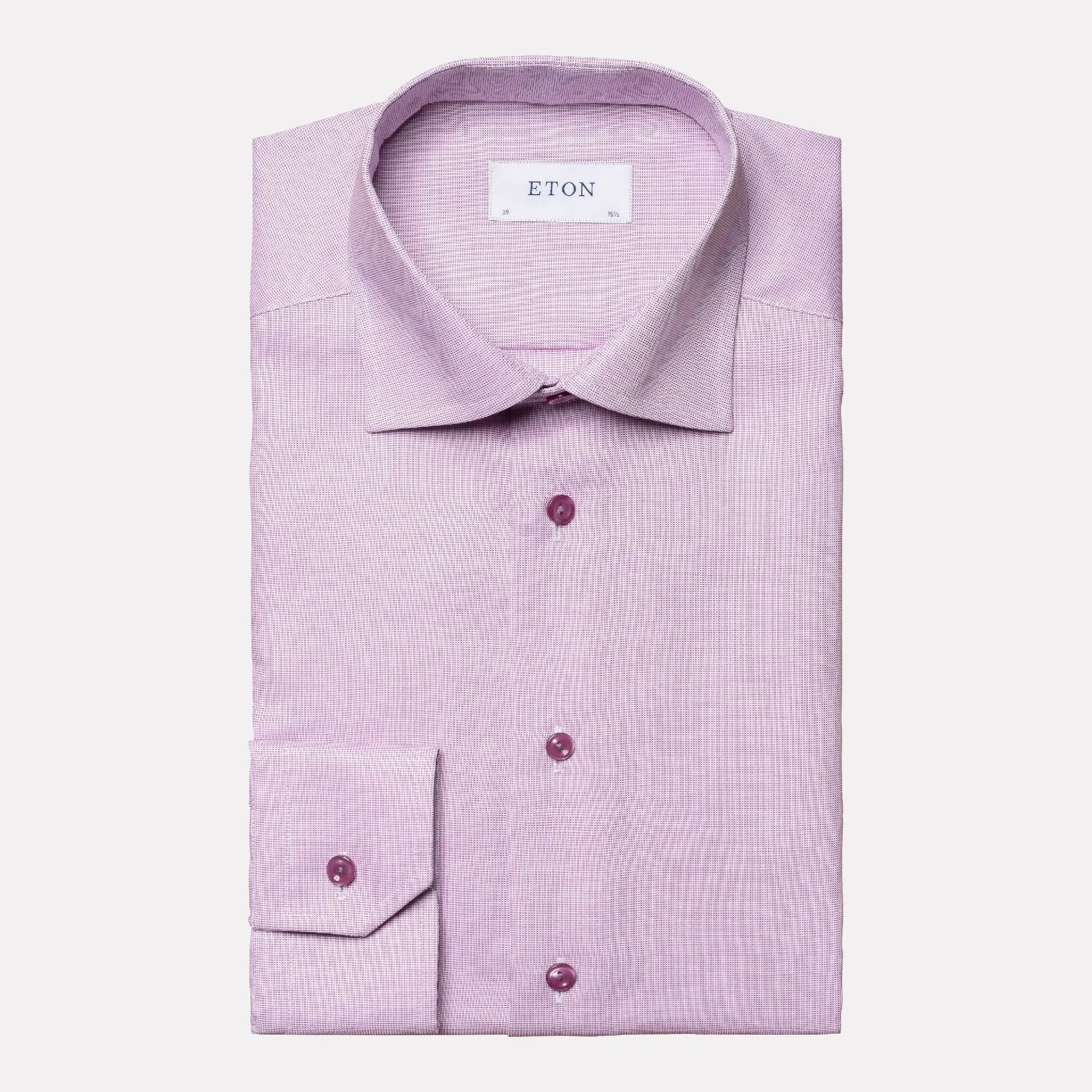 Eton Slim Fit Semi Solid Twill Shirt / Raspberry Red