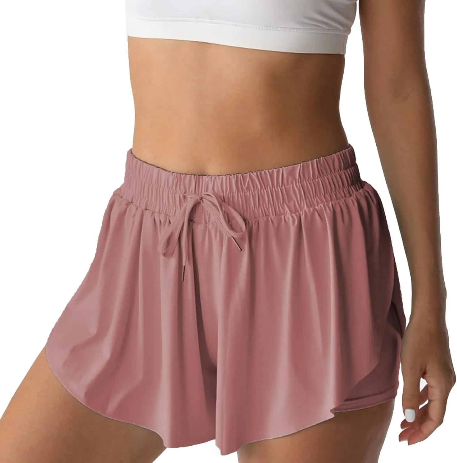 Flowy Athletic Shorts for Women Running Tennis Butterfly Shorts Girls 2-in-1 Double Layer Quick-Drying Comfy Shorts