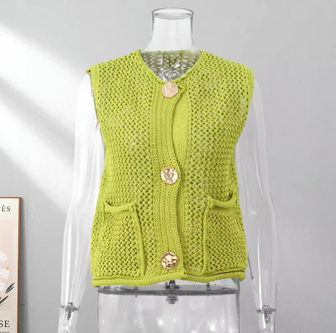 Girl On The Go Knitted Button Up Vest