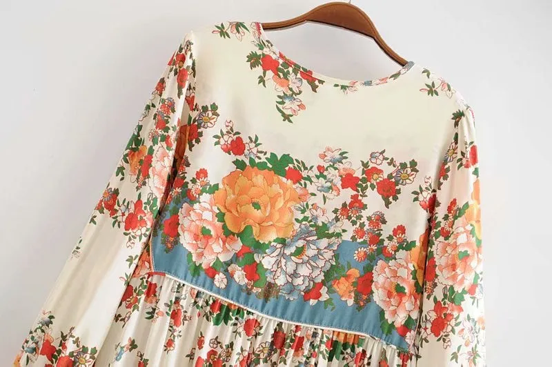 Gown Dress, Boho Maxi Dress, Loose Dress,  White Floral