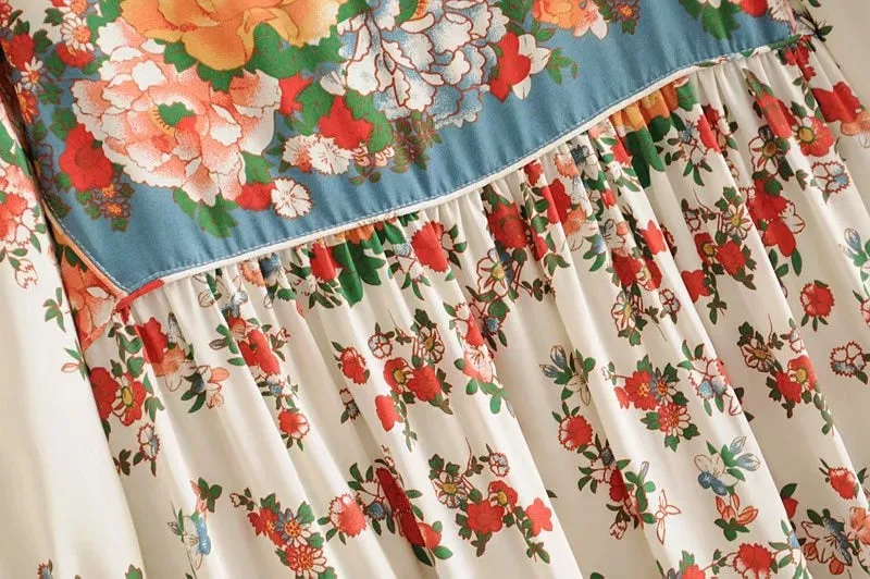 Gown Dress, Boho Maxi Dress, Loose Dress,  White Floral
