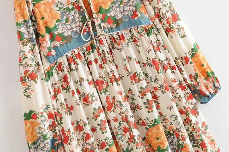 Gown Dress, Boho Maxi Dress, Loose Dress,  White Floral