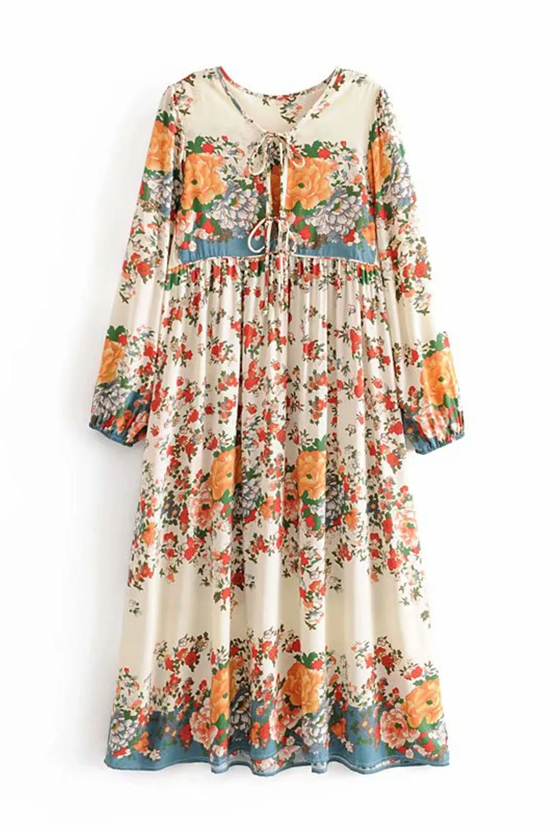 Gown Dress, Boho Maxi Dress, Loose Dress,  White Floral