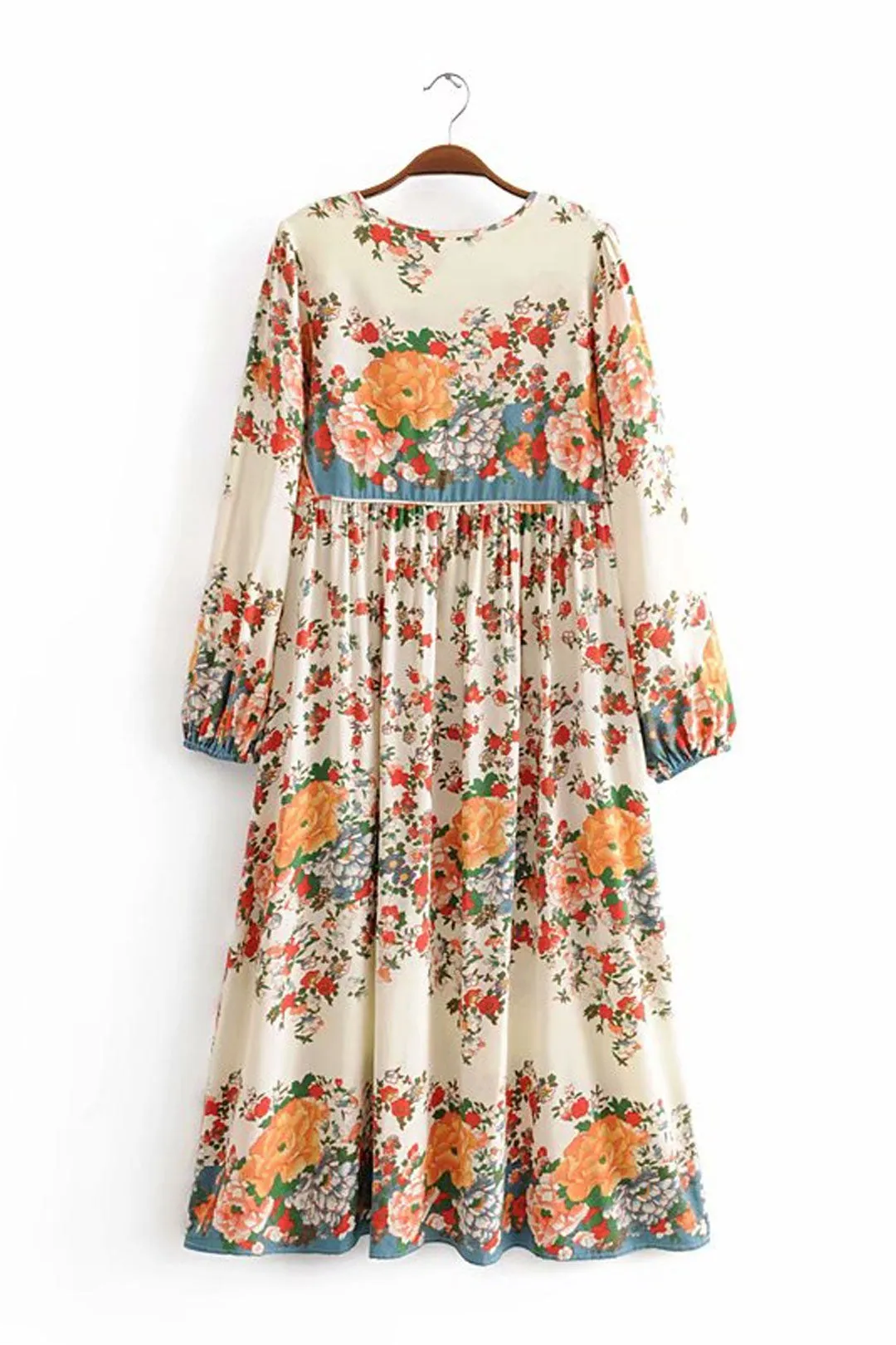 Gown Dress, Boho Maxi Dress, Loose Dress,  White Floral