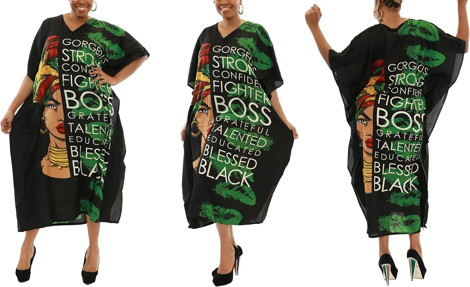 KARACHIC BY NF Women Kaftan Dress African Print Maxi Dresses for Casual wear, Lounge, Shopping, Cover Up with Headwrap