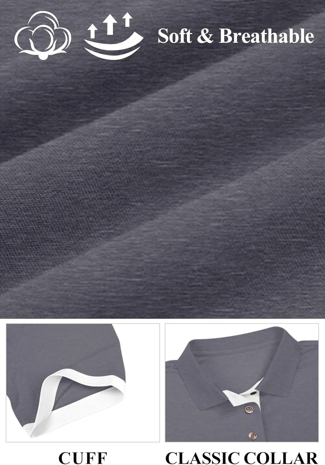 KUYIGO Men's Short Sleeve Polo Shirts Casual Slim Fit Basic Designed Cotton Shirt Tops