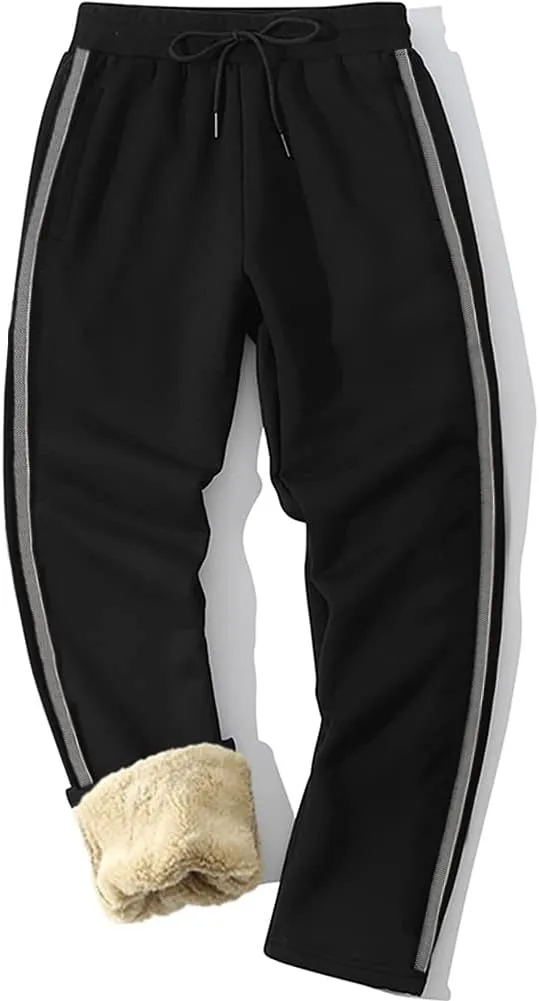 MANLUODANNI Men's Winter Fleece Sweatpants Sherpa Lined Pants Active Drawstring Jogger Trousers