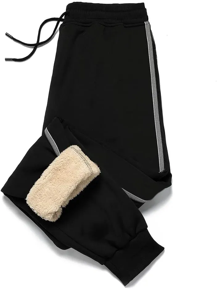 MANLUODANNI Men's Winter Fleece Sweatpants Sherpa Lined Pants Active Drawstring Jogger Trousers