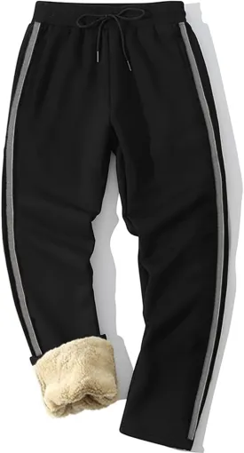 MANLUODANNI Men's Winter Fleece Sweatpants Sherpa Lined Pants Active Drawstring Jogger Trousers