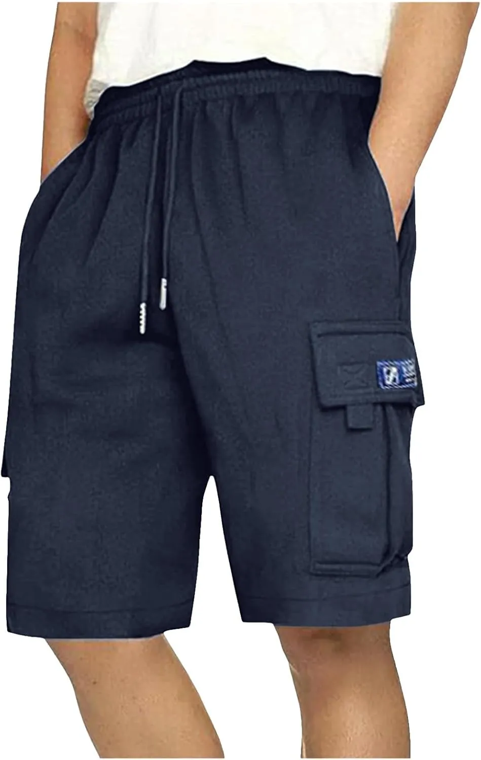 Mens Cargo Sweat Shorts Drawstring Elastic Waist Jogger Shorts Athletic Workout Gym Shorts Summer Trendy Casual Short