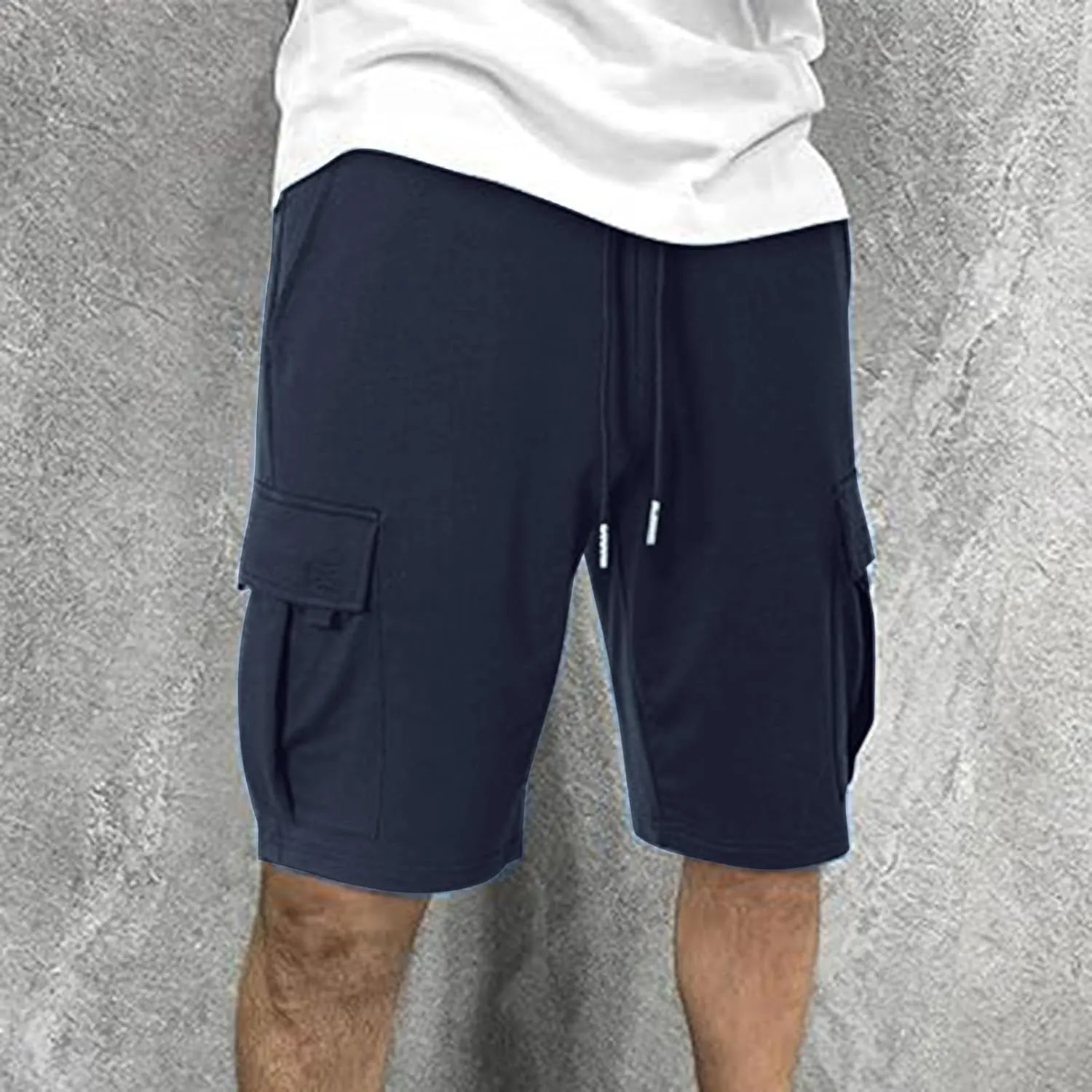 Mens Cargo Sweat Shorts Drawstring Elastic Waist Jogger Shorts Athletic Workout Gym Shorts Summer Trendy Casual Short