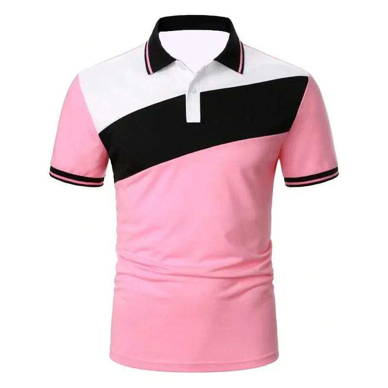 Men's Summer Color Block Slim Fit Polo Shirt