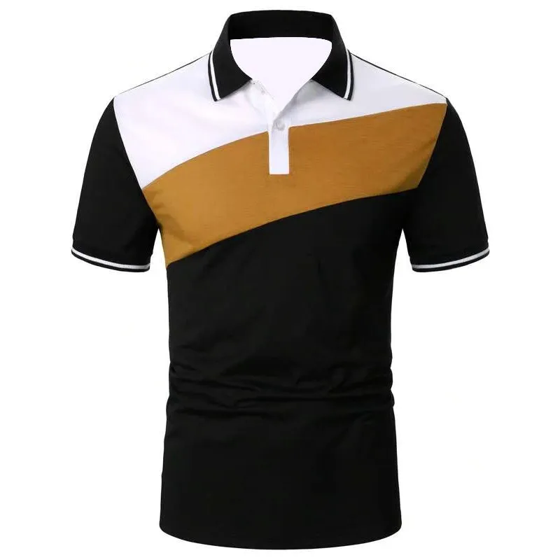 Men's Summer Color Block Slim Fit Polo Shirt