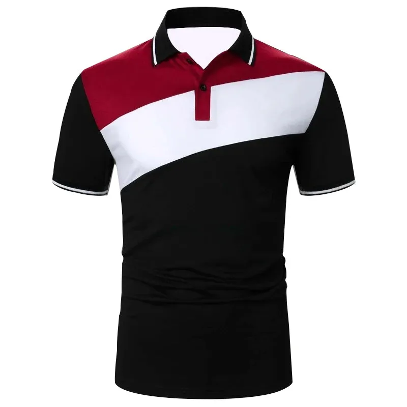 Men's Summer Color Block Slim Fit Polo Shirt