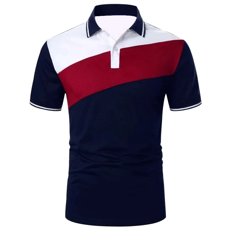 Men's Summer Color Block Slim Fit Polo Shirt