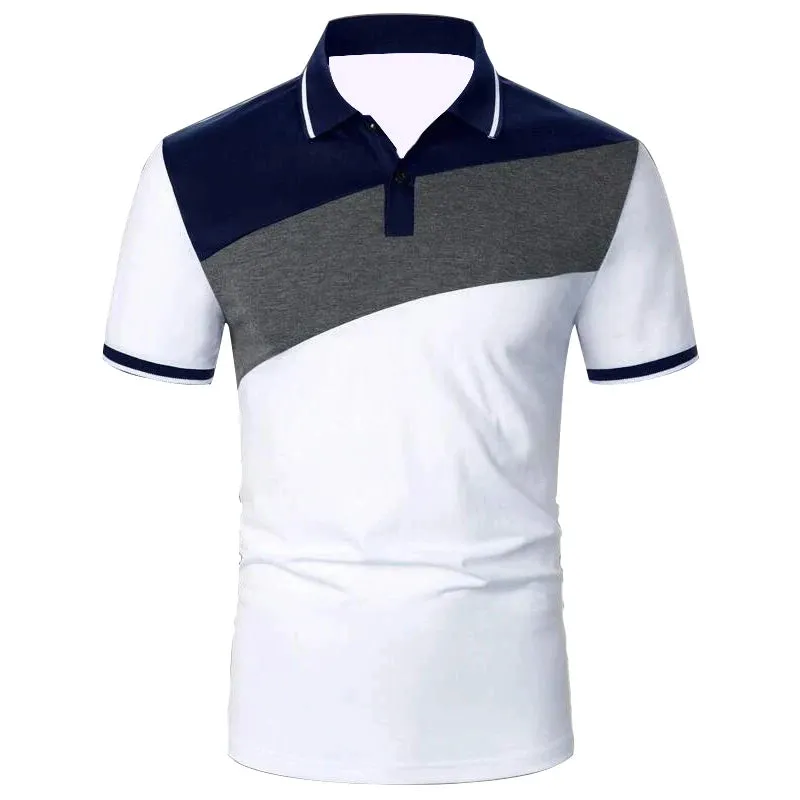 Men's Summer Color Block Slim Fit Polo Shirt