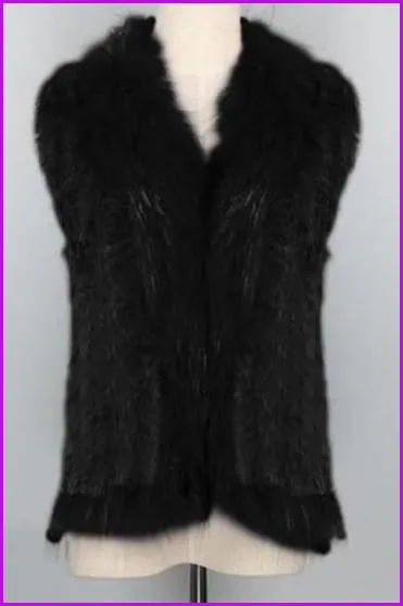 Natural Short Knitted Rabbit Fur Gilet DO1054