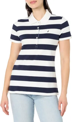 Nautica Women's Short Sleeve Button Placket Polo