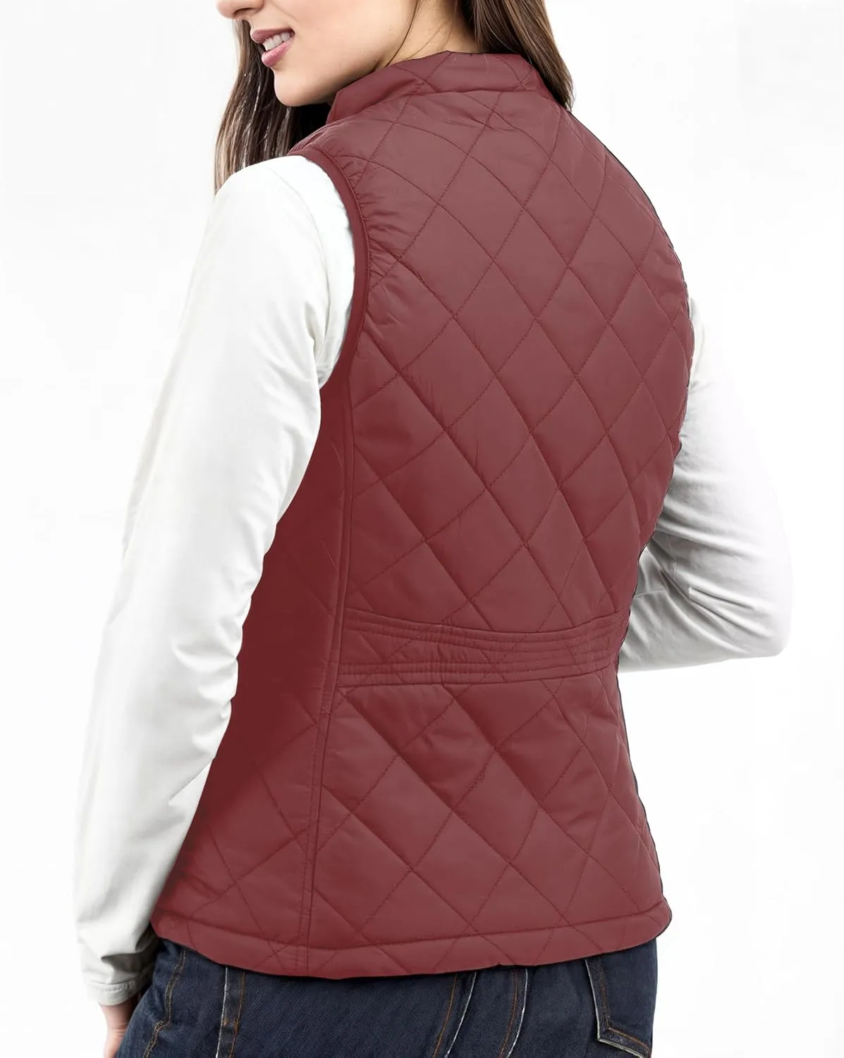 NY Threads Puffer Vest Women Slim Fit Lightweight Stand Collar Quilted Zip Puffer Vest