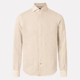 Pai Slim Fit Long Sleeve Linen Shirt / Beige