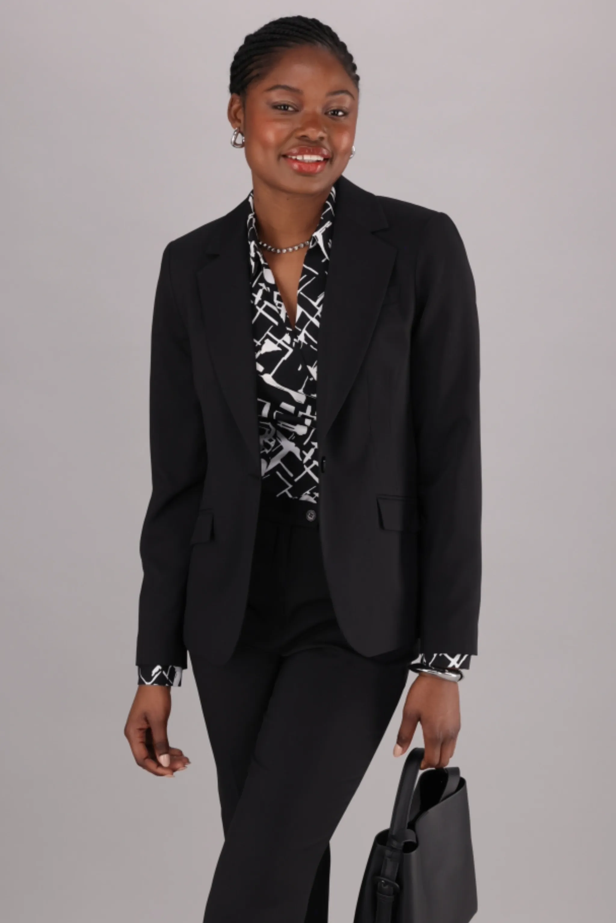 Pamela single button blazer - black stretch
