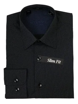 Ragazzo 37510 Boy's Dress Shirt - Dot - Slim Fit - Black