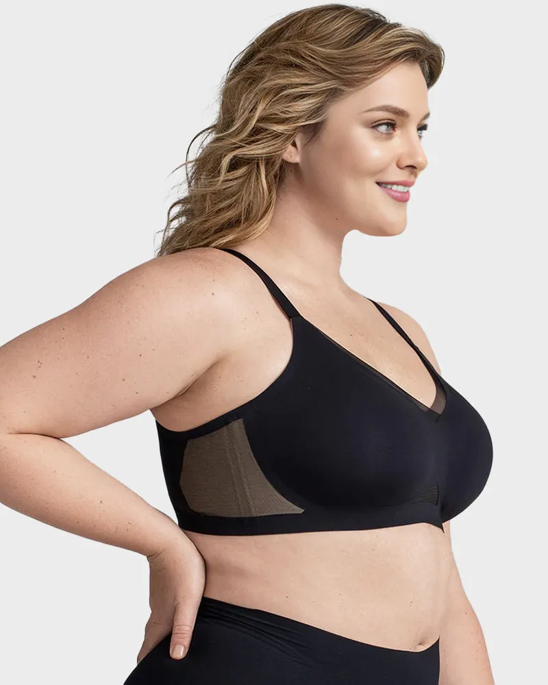 Seamless Mesh Insert Wireless Support Bra